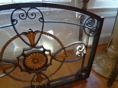 Adalbert Szabo French Art Deco Wrought Iron Fireplace Screen Signed Szabo