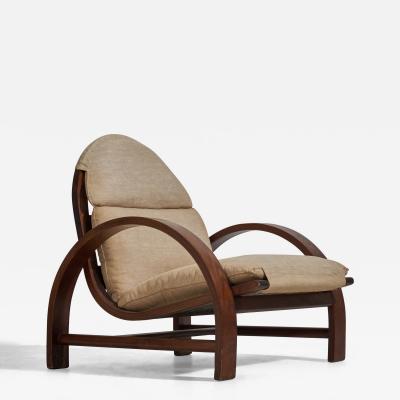 Adalberto Dal Lago Lounge Chair in Ash Wood for Ed Germa Italy 1974