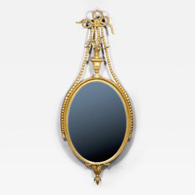 Adam Period Oval Carved Giltwood Mirror