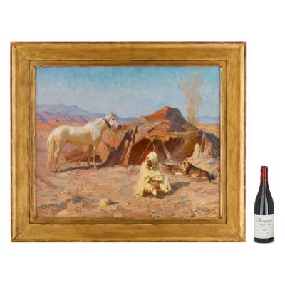 Adam Styka Trois Amis large antique Orientalist oil painting by Adam Styka