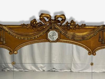 Adam Style Giltwood Drapery Motif Over the Mantle Wall Mirror Italy 1920s