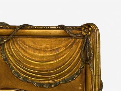 Adam Style Giltwood Drapery Motif Over the Mantle Wall Mirror Italy 1920s
