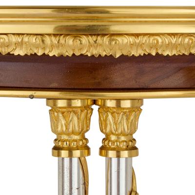 Adam Weisweiler French Ormolu and Steel Gu ridon with Marble Top after Weisweiler
