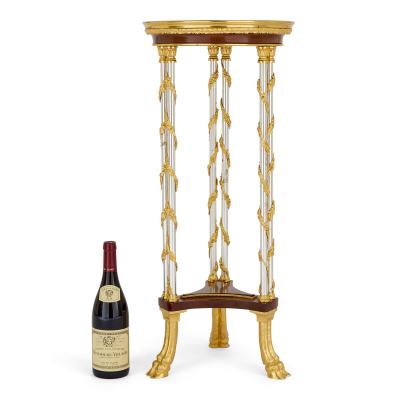 Adam Weisweiler French Ormolu and Steel Gu ridon with Marble Top after Weisweiler