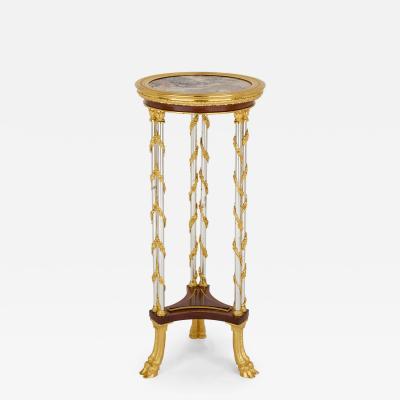 Adam Weisweiler French Ormolu and Steel Gu ridon with Marble Top after Weisweiler