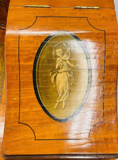 Adams Edwardian Inlaid Carlton House Desk Hand Painted Satinwood A Kaufman