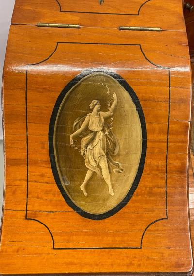 Adams Edwardian Inlaid Carlton House Desk Hand Painted Satinwood A Kaufman