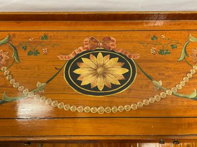 Adams Edwardian Inlaid Carlton House Desk Hand Painted Satinwood A Kaufman