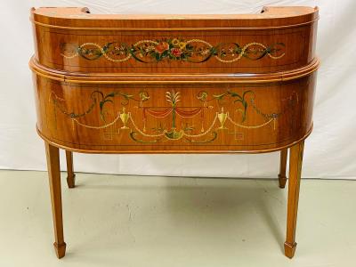 Adams Edwardian Inlaid Carlton House Desk Hand Painted Satinwood A Kaufman