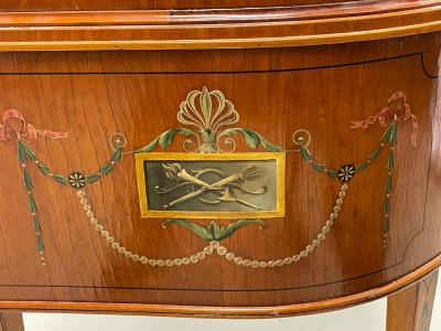 Adams Edwardian Inlaid Carlton House Desk Hand Painted Satinwood A Kaufman