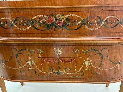 Adams Edwardian Inlaid Carlton House Desk Hand Painted Satinwood A Kaufman