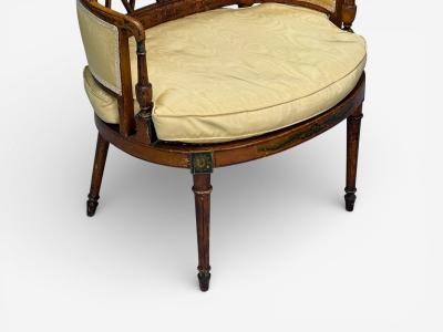 Adams Style Chair and Ottoman Painted Wood Fabric USA 1930s