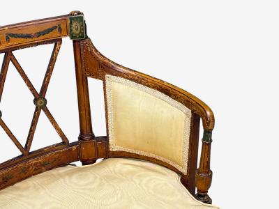 Adams Style Chair and Ottoman Painted Wood Fabric USA 1930s