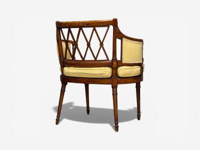 Adams Style Chair and Ottoman Painted Wood Fabric USA 1930s