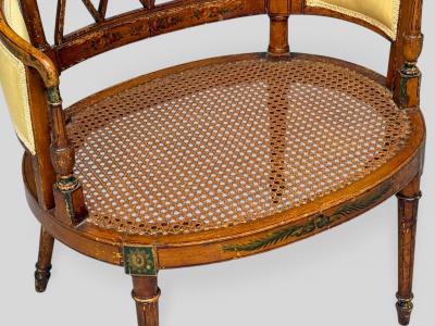 Adams Style Chair and Ottoman Painted Wood Fabric USA 1930s