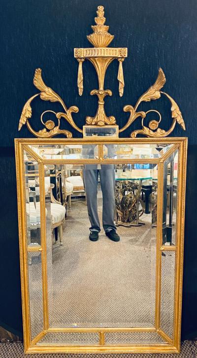 Adams Style Gilt Carved Wall Mirror with All Beveled Inserts