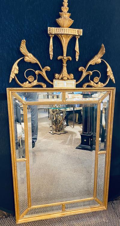 Adams Style Gilt Carved Wall Mirror with All Beveled Inserts