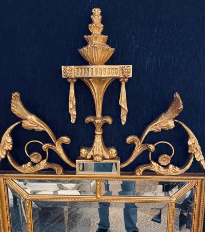 Adams Style Gilt Carved Wall Mirror with All Beveled Inserts