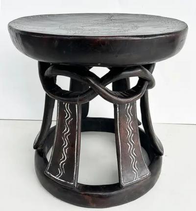 Addis Ababa Ethiopian Wood Table Carved From 1 Piece of Wood Late 20th Century