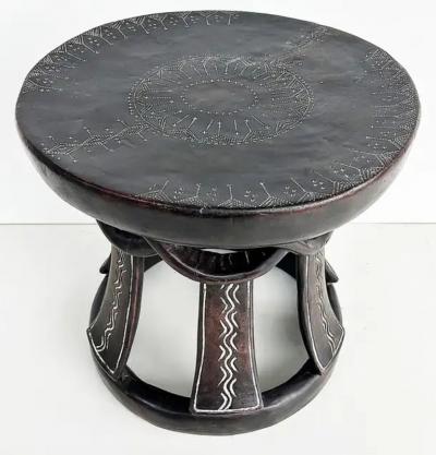 Addis Ababa Ethiopian Wood Table Carved From 1 Piece of Wood Late 20th Century