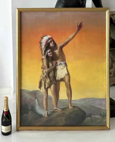 Adelaide Hiebel Hiawathas Honeymoon Heroic Pose at Sunset