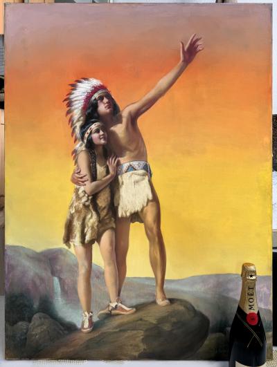 Adelaide Hiebel Hiawathas Honeymoon Heroic Pose at Sunset