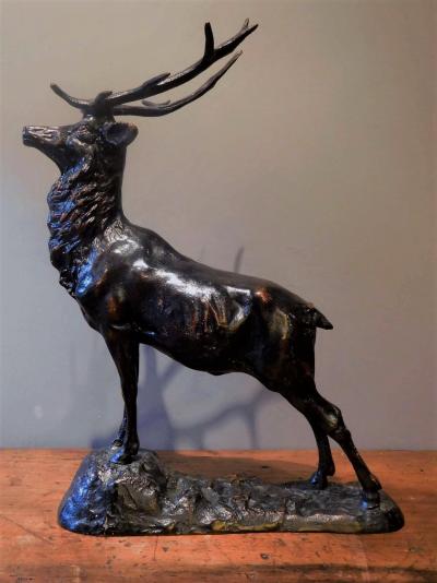 Adirondack Lodge Table Top Elk Sculpture in Zinc Alloy