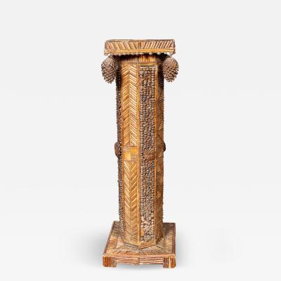 Adirondack Stick Work And Pine Pedestal