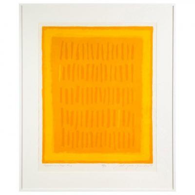 Adja Yunkers Adja Yunkers Requiem for a Virgin King Abstract Lithograph Yellow Signed