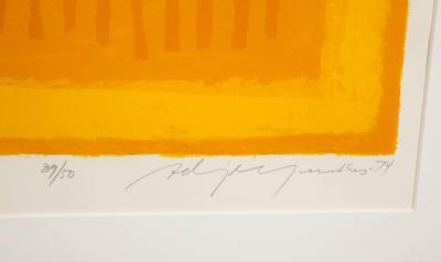 Adja Yunkers Adja Yunkers Requiem for a Virgin King Abstract Lithograph Yellow Signed