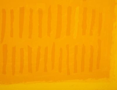 Adja Yunkers Adja Yunkers Requiem for a Virgin King Abstract Lithograph Yellow Signed