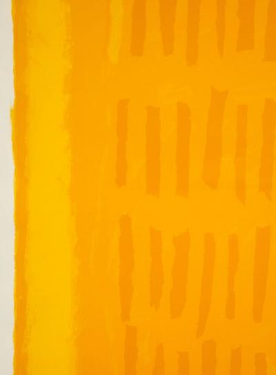 Adja Yunkers Adja Yunkers Requiem for a Virgin King Abstract Lithograph Yellow Signed