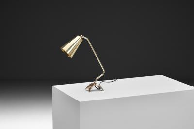 Adjustable Brass Table Lamp with Dynamic Stand Europe 1960s