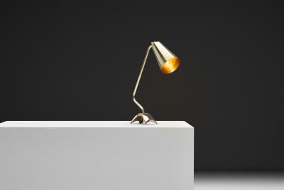 Adjustable Brass Table Lamp with Dynamic Stand Europe 1960s