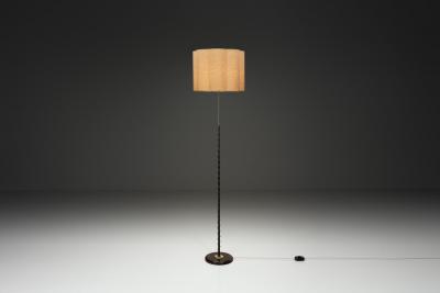 Adjustable Brass and Lacquered Metal Floor Lamp Europe Mid 20th Century