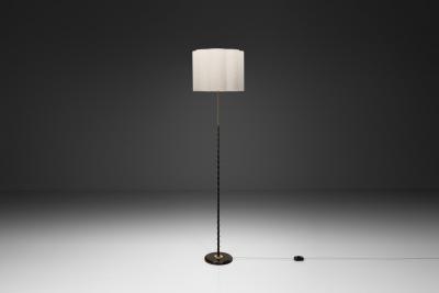 Adjustable Brass and Lacquered Metal Floor Lamp Europe Mid 20th Century