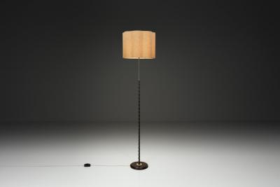 Adjustable Brass and Lacquered Metal Floor Lamp Europe Mid 20th Century