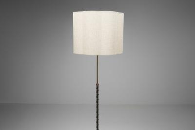 Adjustable Brass and Lacquered Metal Floor Lamp Europe Mid 20th Century