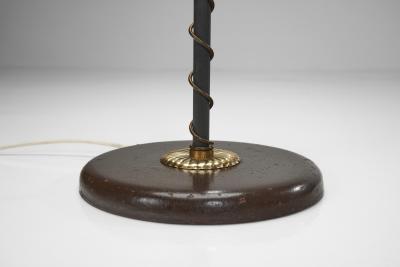 Adjustable Brass and Lacquered Metal Floor Lamp Europe Mid 20th Century