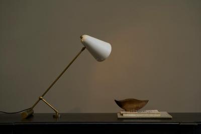 Adjustable Mid Century Table Lamp with Perforated Shade 1950s