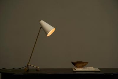Adjustable Mid Century Table Lamp with Perforated Shade 1950s