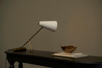 Adjustable Mid Century Table Lamp with Perforated Shade 1950s