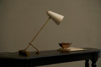 Adjustable Mid Century Table Lamp with Perforated Shade 1950s