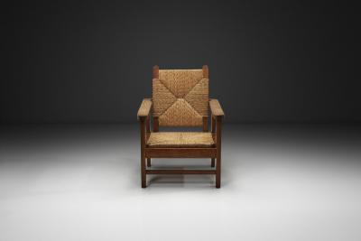 Adjustable Smoking Chair With Wicker Back and Seat Europe 20th Century