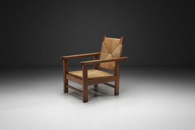Adjustable Smoking Chair With Wicker Back and Seat Europe 20th Century
