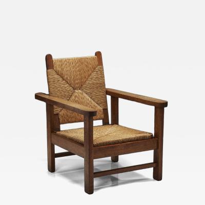 Adjustable Smoking Chair With Wicker Back and Seat Europe 20th Century