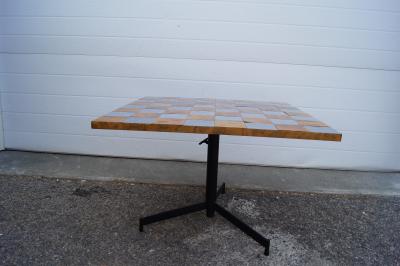 Adjustable Walnut Burl and Chrome Side Table in the Style of Paul Evans