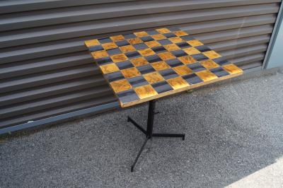 Adjustable Walnut Burl and Chrome Side Table in the Style of Paul Evans