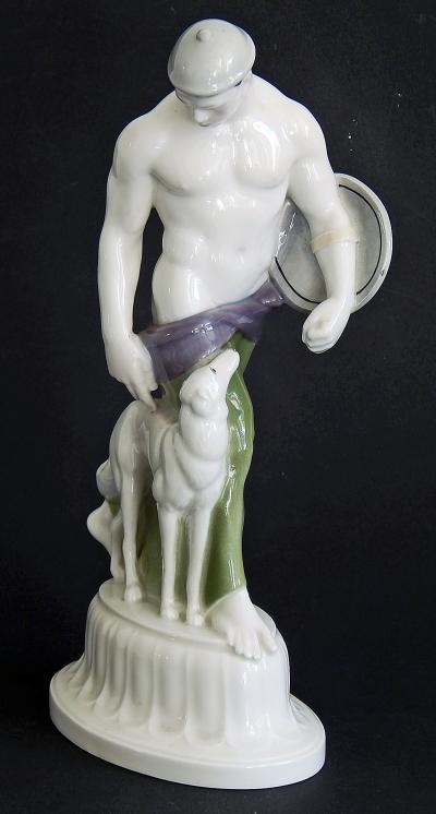 Adolf Amberg Goth and Hound by Adolf Amberg 1874 1913 German porcelain 1905