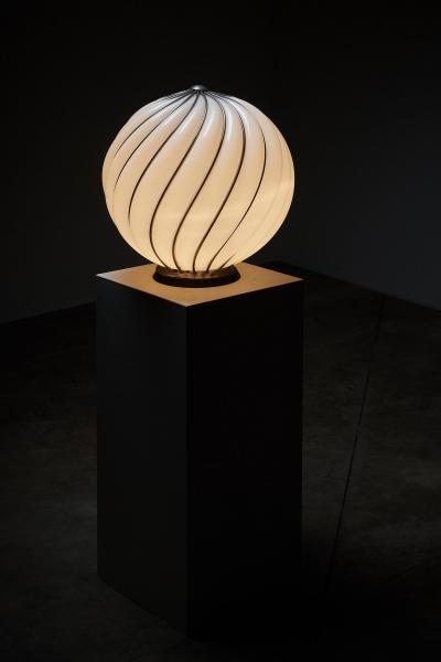 Adolf Loos Adolf Loos for VeArt Opal Glass and Brass Cage Table Lamp 1960s